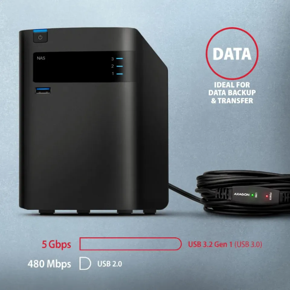 AXAGON ADR-310, USB3.2 aktivní prodlužovací / repeater kabel, 10m