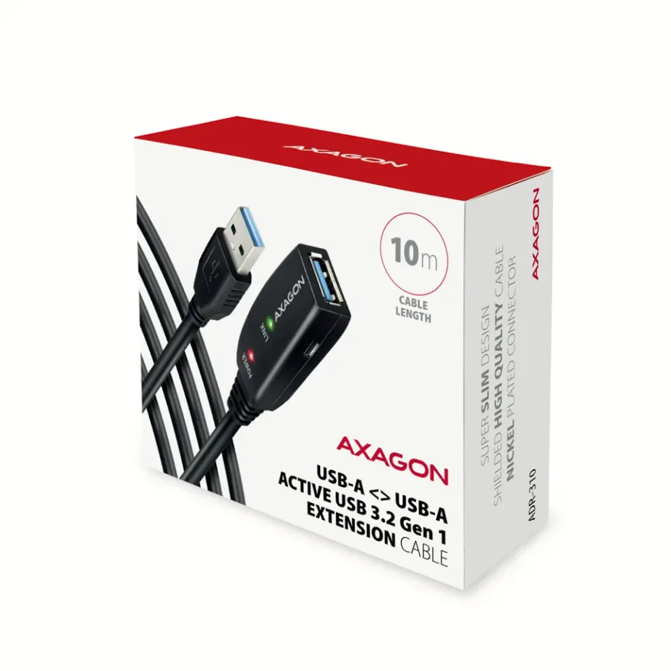 AXAGON ADR-310, USB3.2 aktivní prodlužovací / repeater kabel, 10m