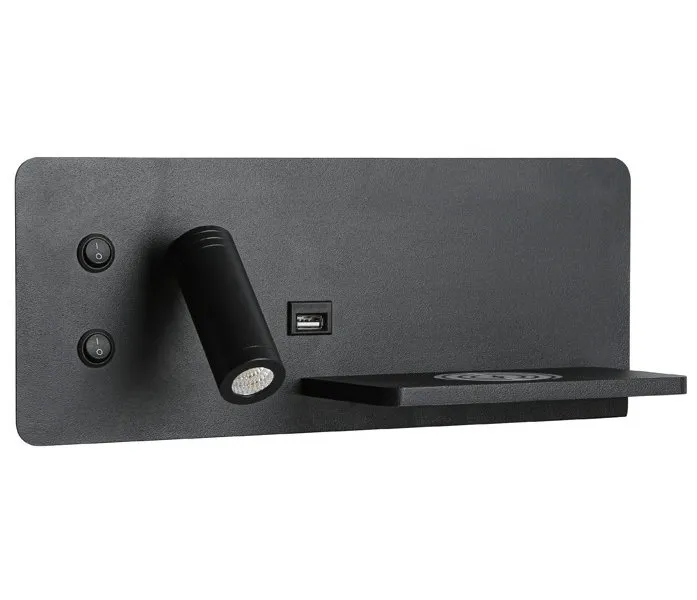 IMMAX LED Be PREPARE 4v1, bodové svítidlo s Qi nabíjením, USB, černé, varianta pravá