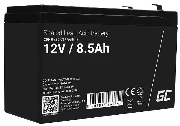 Green Cell AGM VRLA 12V 8.5Ah maintenance-free battery for the alarm system, cas