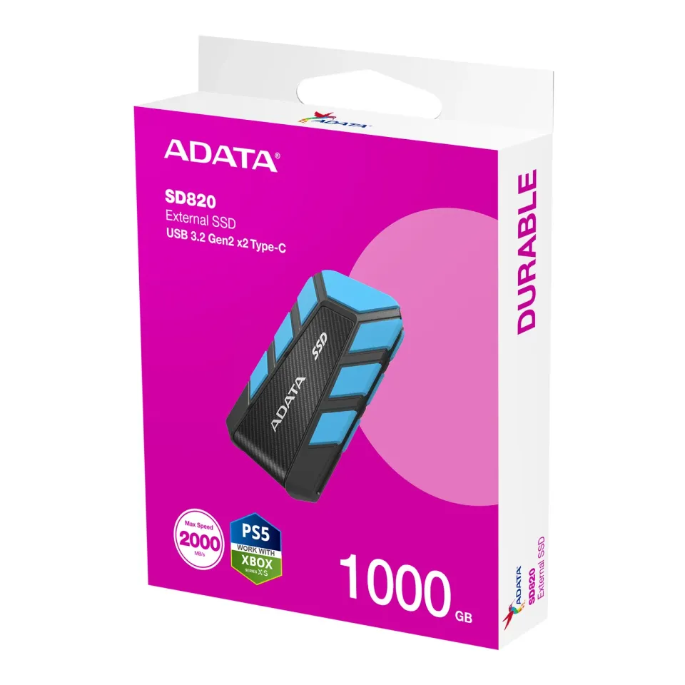 ADATA External SSD 1TB SD820, USB 3.2 Gen 2x2, Černo-modrá