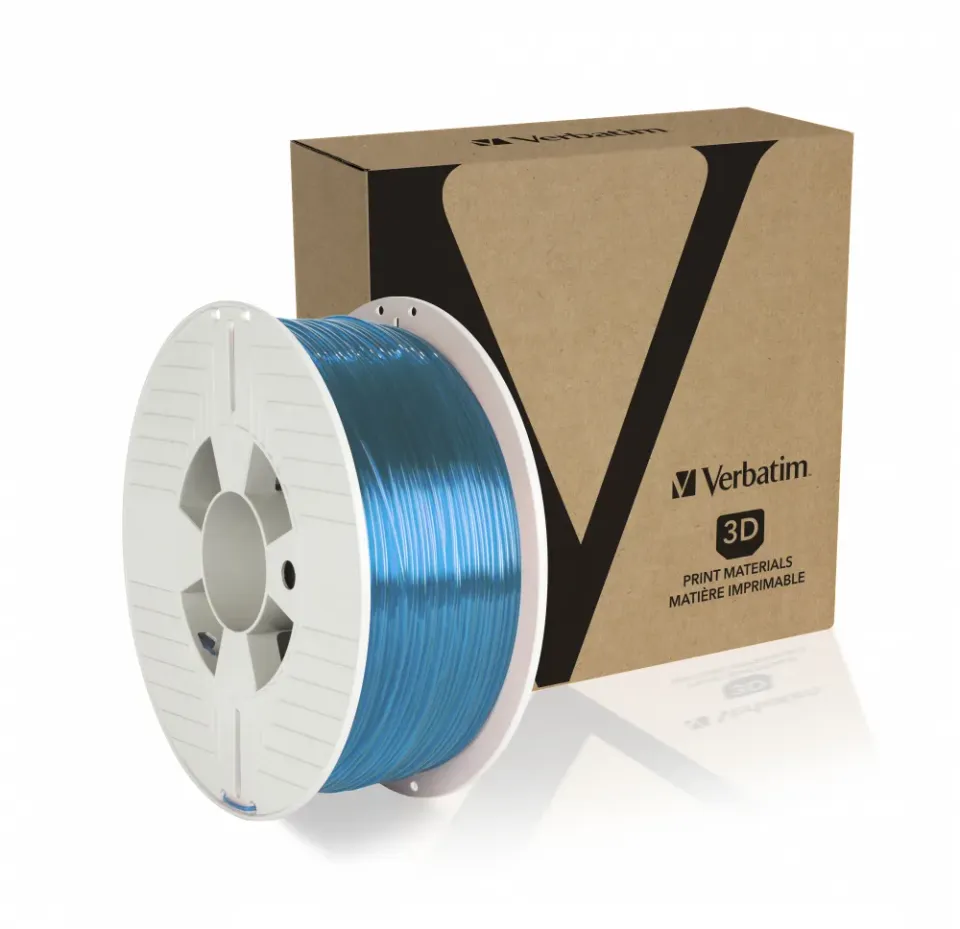 VERBATIM 3D Printer Filament PET-G 1.75mm, 327m, 1kg blue transparent