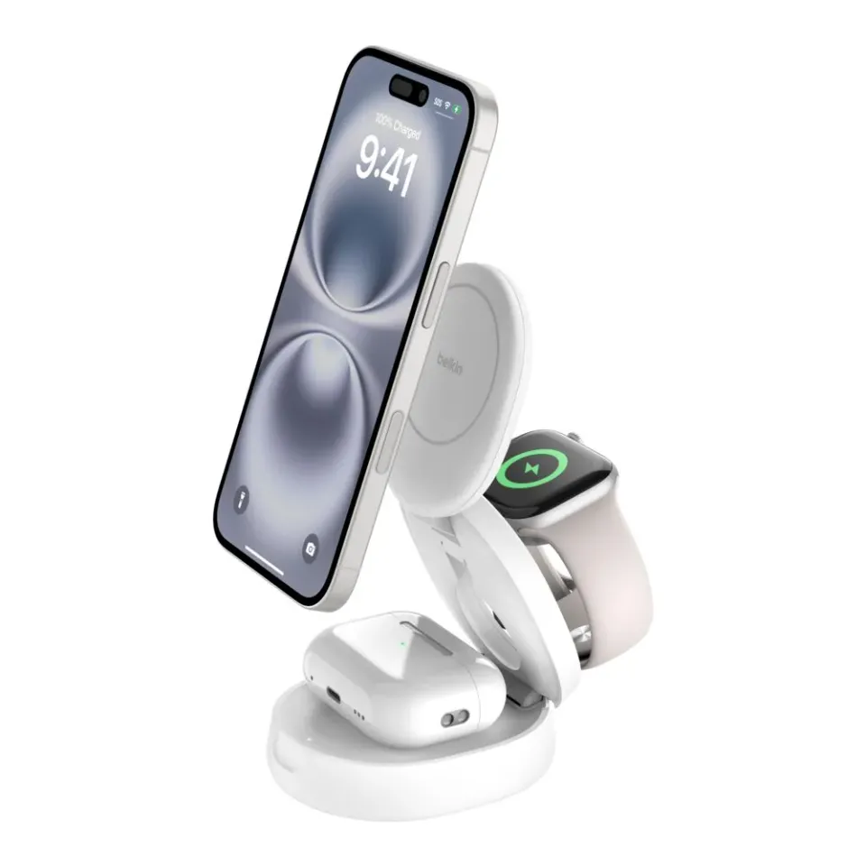 Belkin BOOST CHARGE Qi2 15W 3v1 Magnetická skládací nabíječka pro iPhone/Apple W (WIZ034kqBK)