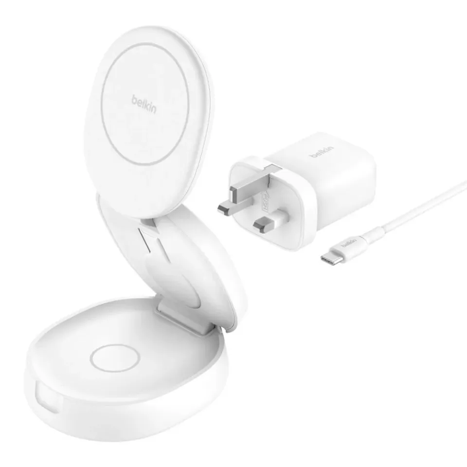 Belkin BOOST CHARGE Qi2 15W 3v1 Magnetická skládací nabíječka pro iPhone/Apple W (WIZ034kqBK)