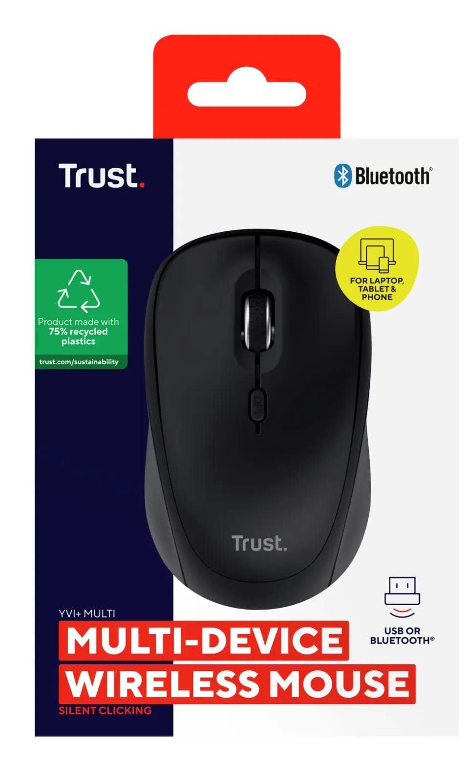 TRUST YVI+ MULTI-DEVICE WIRELESS MOUSE BLACK