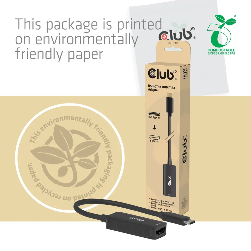 Club3D Adaptér USB-C na HDMI 2.1, 8K60Hz