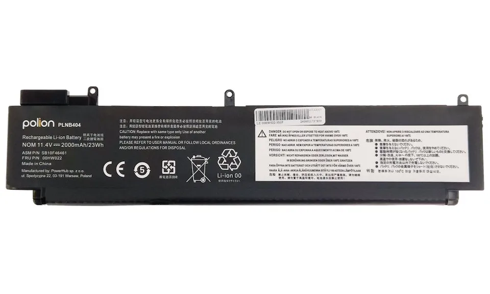 TRX Baterie Polion 00HW022 pro notebooky LENOVO 00HW023 ThinkPad T460s - 11.4V 2000mAh 23Wh /neoriginální