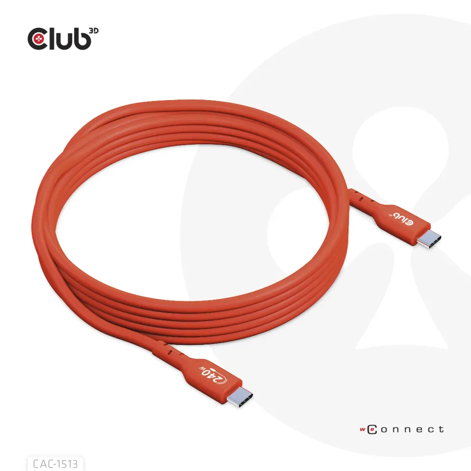 Club3D Kabel USB2 Type-C Bi-Directional USB-IF Certifikovaný 480Mb, PD 240W(48V/5A) EPR M/M 3m