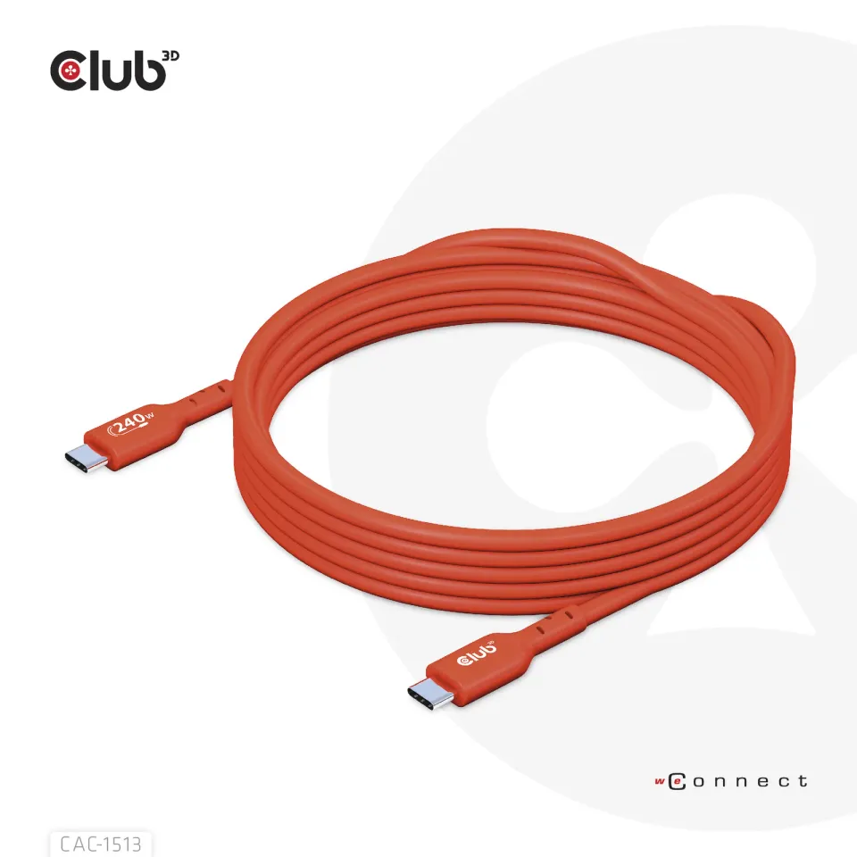 Club3D Kabel USB2 Type-C Bi-Directional USB-IF Certifikovaný 480Mb, PD 240W(48V/5A) EPR M/M 3m