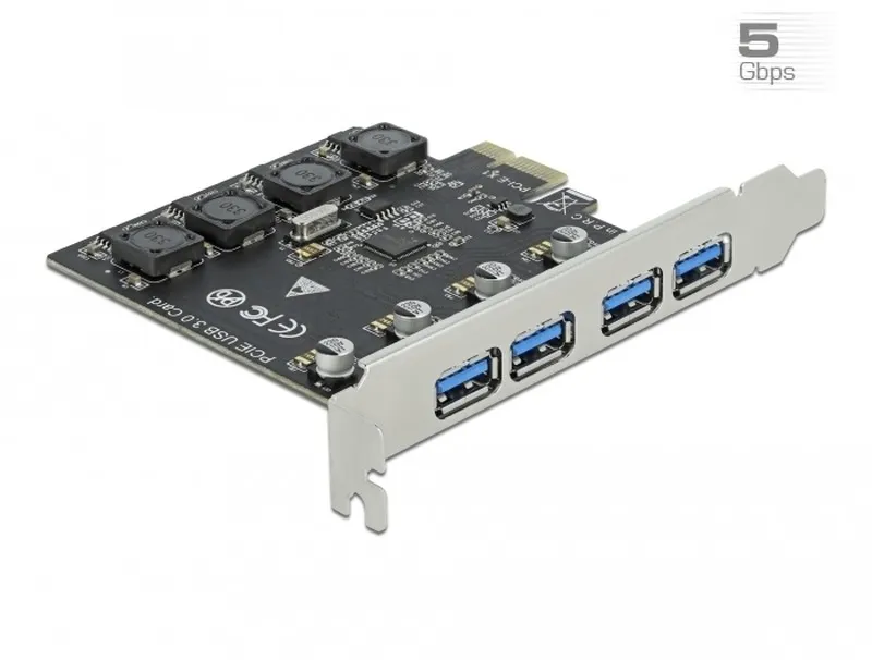 Delock PCI Express x1 Karta na 4 x externí USB Typ-A samice SuperSpeed USB (USB
