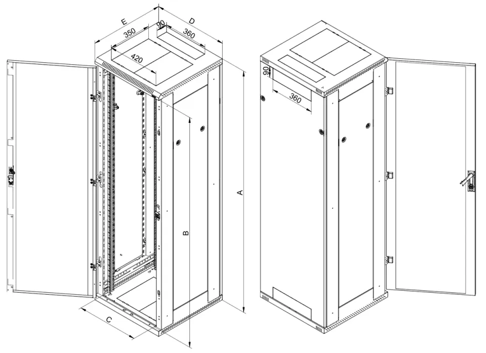TRITON 19" rozvaděč stojanový RMA 42U 600x600, 800kg, skleněné dveře, svařovaný, šedý