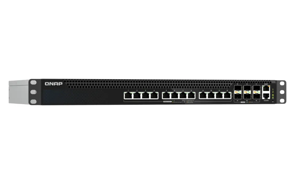 QNAP řízený switch QSW-M5218P-6F12T (6x 25GbE SFP28 port, 12x 10GbE PoE RJ45 port, L3)