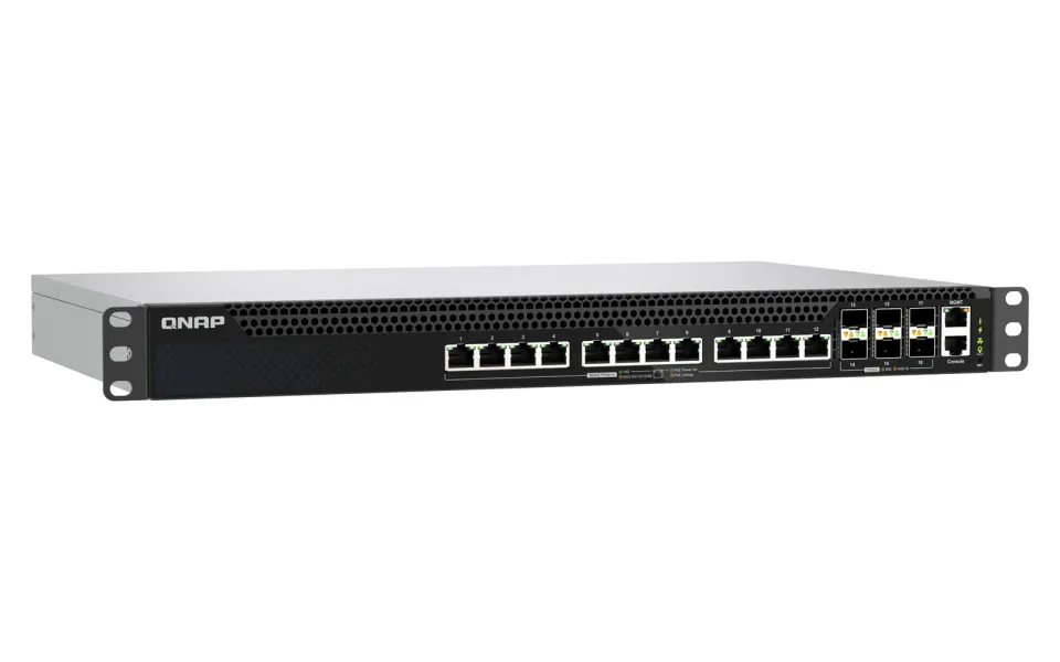 QNAP řízený switch QSW-M5218P-6F12T (6x 25GbE SFP28 port, 12x 10GbE PoE RJ45 port, L3)