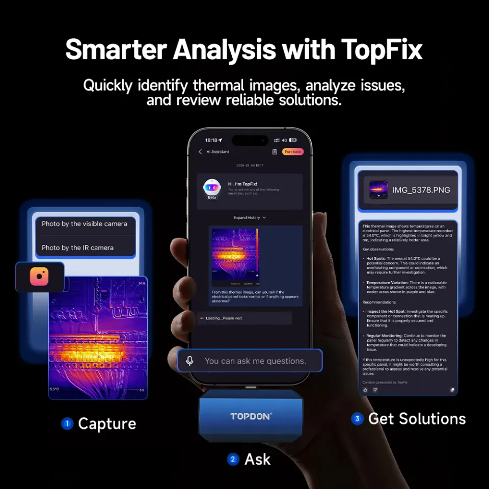 TOPDON termální infrakamera TC001 Max/AI asistent/512x384/iOS/Android/Windows/1,5MP/USB-C
