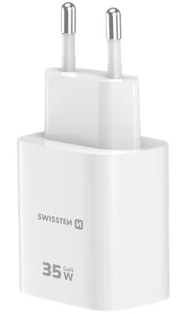 Swissten Síťový Adaptér Edge GaN 1x USB-C PD 35W + 1x USB-A 18W QC Bílý