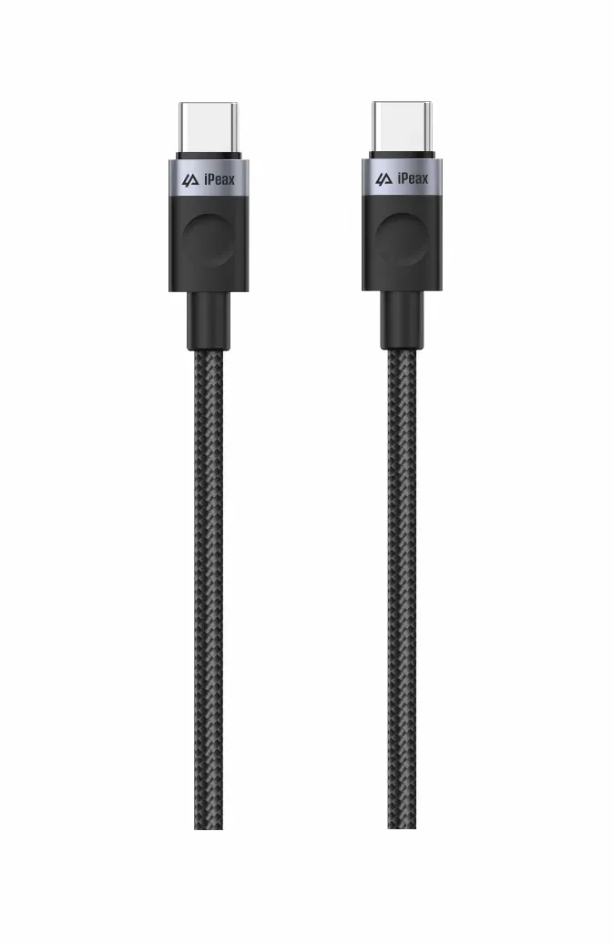 TEXTILNÍ KABEL USB-C / USB-C 1,5M, USB 2.0 ČERNÝ