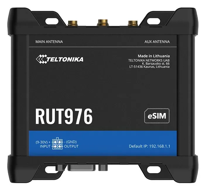 Teltonika RUT976 průmyslový router 3x LAN, 1x WAN, Dual SIM + eSIM, 5G Redcap, RS232/485, Wi-Fi 4