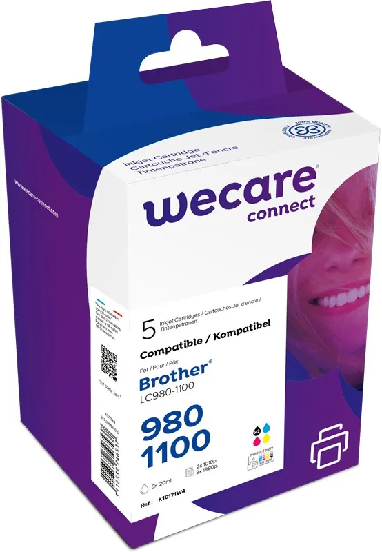 WECARE ARMOR ink kompatibilní s BROTHER LC-980/1100,2xčerná/CMY