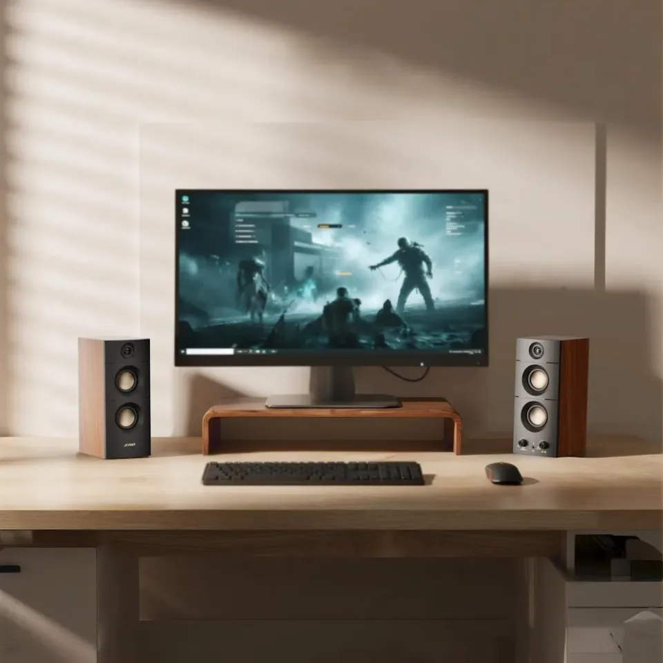 FENDA F&D repro R330BT/ 2.0/ 20W/ dřevěné/ černé/ BT5.3/ USB vstup