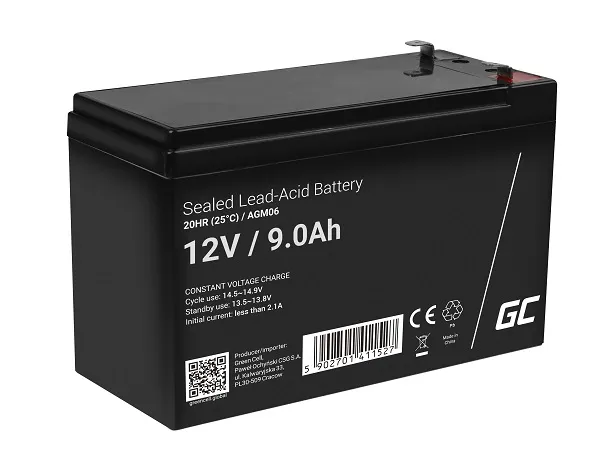 Green Cell AGM VRLA 12V 9Ah maintenance-free battery for UPS units