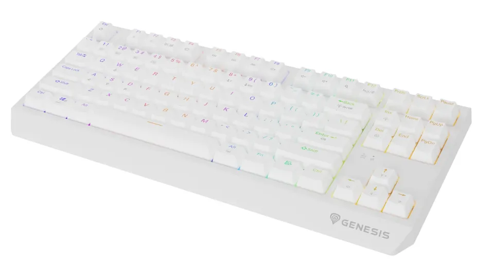 GENESIS herní klávesnice THOR 230/TKL/RGB/Outemu Red/Bezdrátová USB + Bluetooth/US layout/Bílá