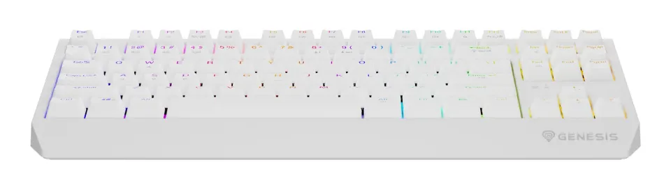 GENESIS herní klávesnice THOR 230/TKL/RGB/Outemu Red/Bezdrátová USB + Bluetooth/US layout/Bílá