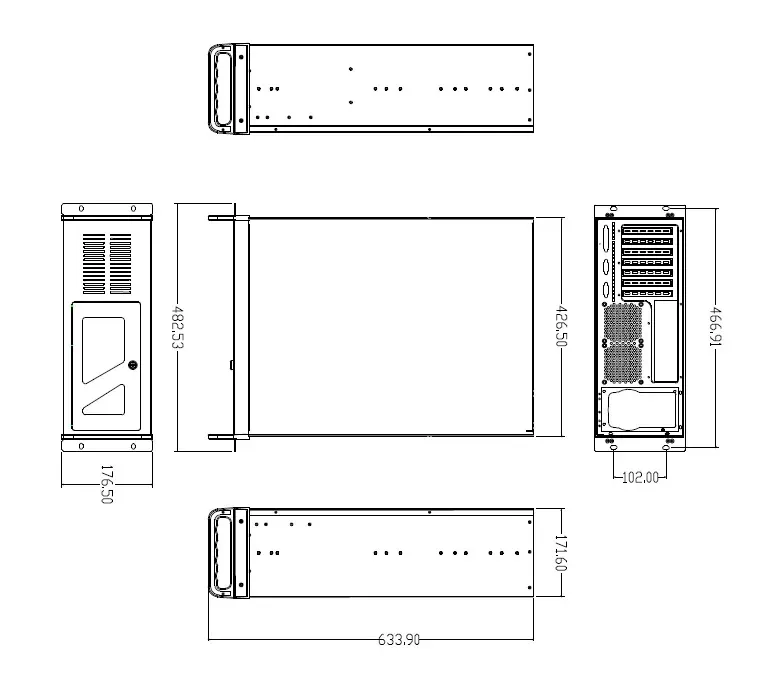 DATACOM 19" Case IPC 4U/585mm šedý bez PSU