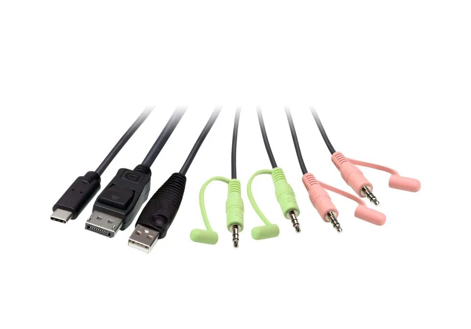 ATEN 2-port 4K USB-C/Displayport Hybrid KVMP, audio, 1.2m kabely