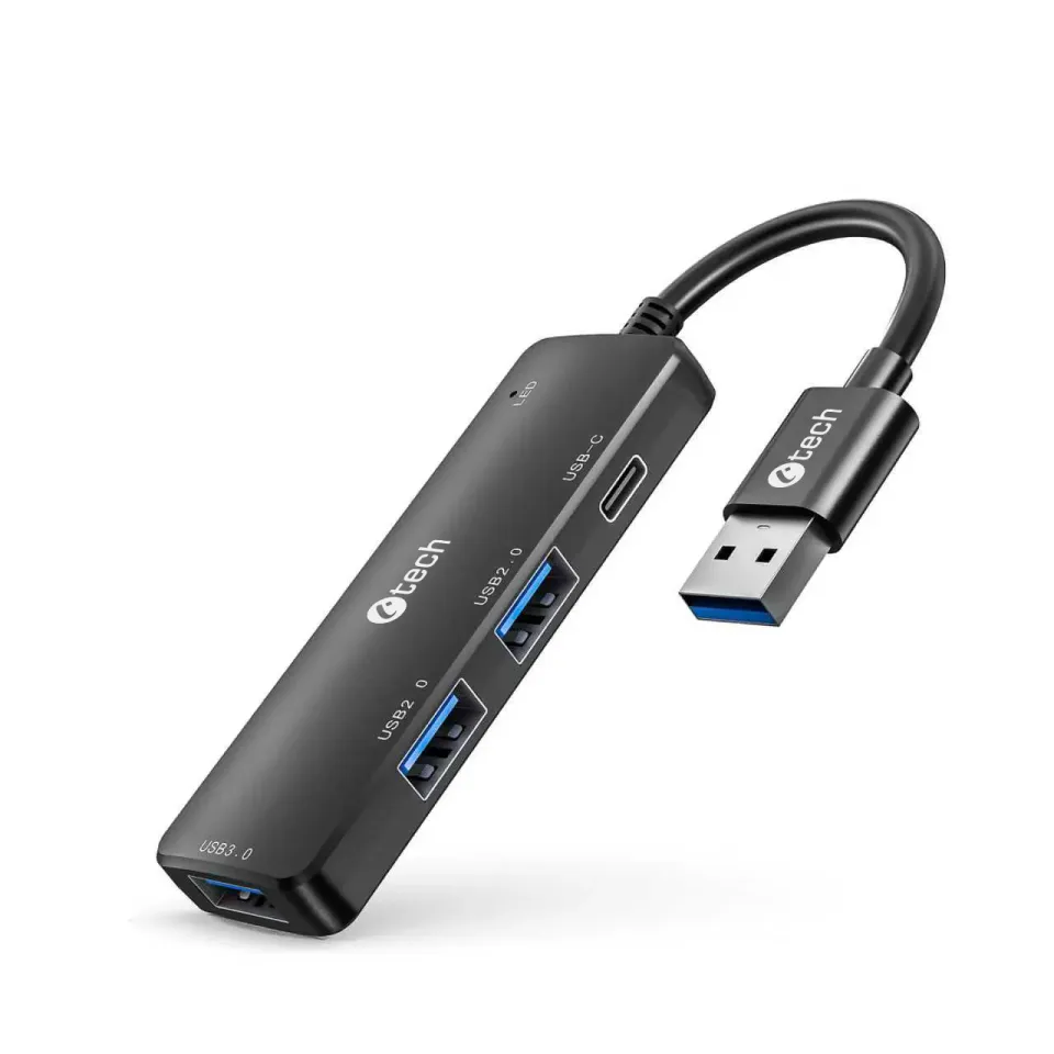 C-TECH HUB USB, UHB-U3-AC, 1x USB-A 3.0, 2x USB-A 2.0,1x USB-C, černá