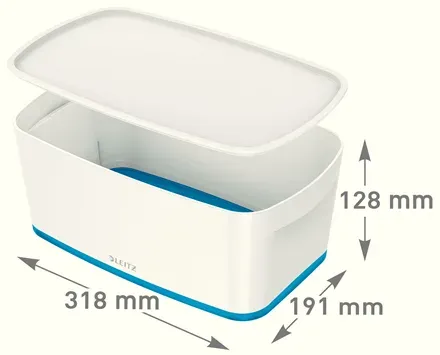 LEITZ Úložný box s víkem MyBox, velikost S, bílá/modrá