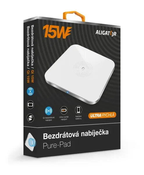 ALIGATOR bezdrátová nabíječka Aligator Pure-Pad 15W, bílá