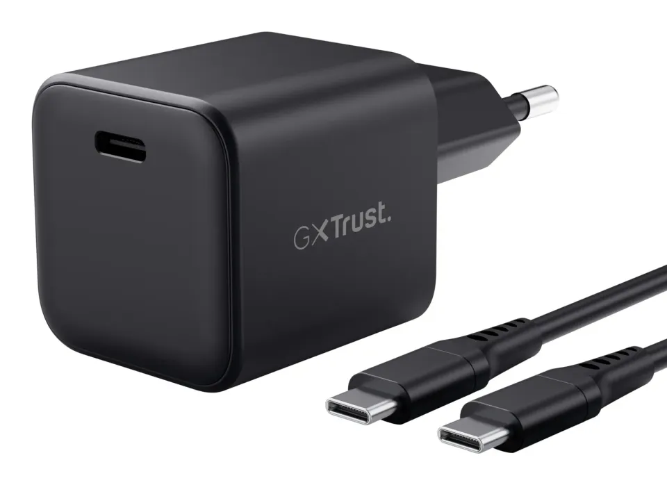 TRUST GaN Nabíječka GXT 1258 65W, 2m USB-C kabel, pro Nintendo Switch 2, černá
