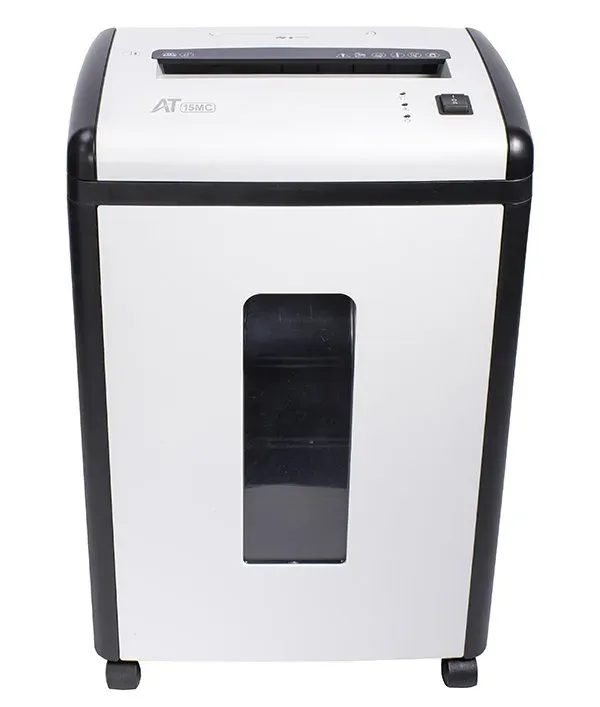 AT skartovač AT-15MC/ řez 2x10 mm/ pracovní šíře 230 mm/ kapacita 10 listů/ objem koše 22 l/ stupeň utajení P5/ bílý