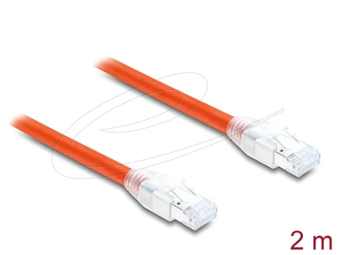 Delock Síťový kabel RJ45 Cat.8.1 S/FTP, 2 m, až 40 Gbps, oranžový