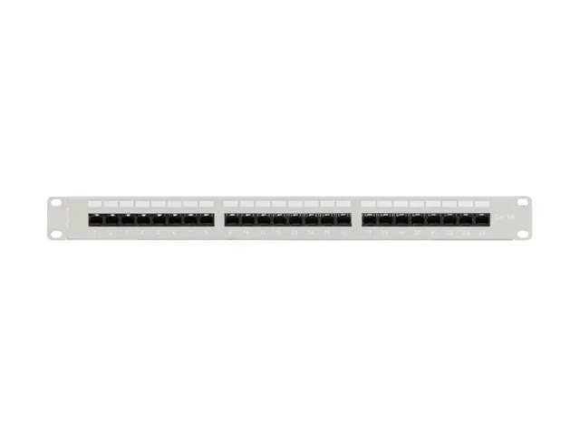 LANBERG PATCH PANEL 24 PORTŮ 1U 19" CAT.6A UTP S POLICÍ ŠEDÝ
