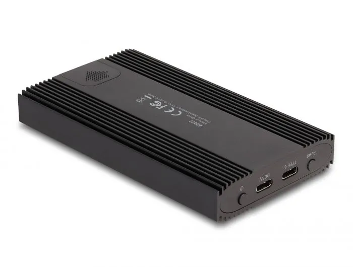 Delock Externí pouzdro USB 20 Gbps pro 2 x SSD M.2 NVMe PCIe se zásuvkovým konek