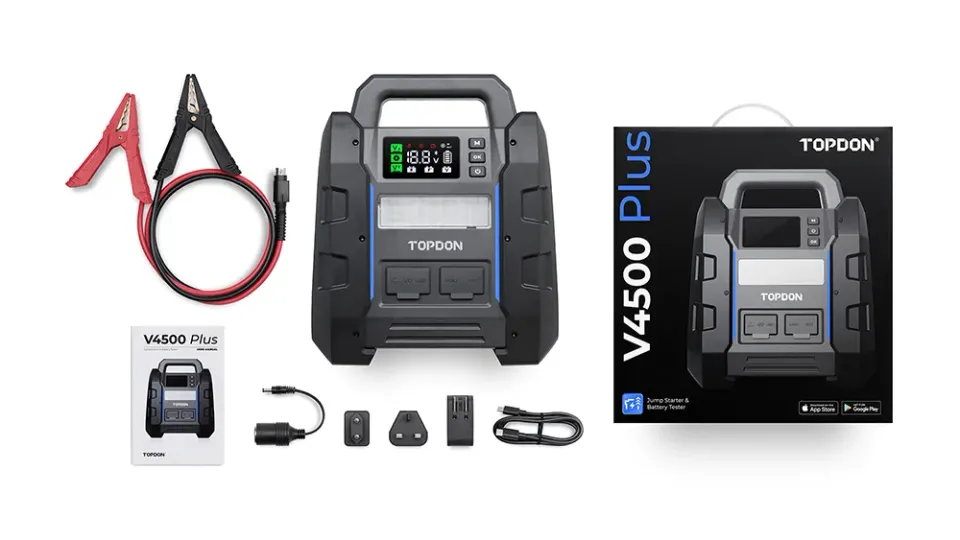 TOPDON startér a tester autobaterie V4500Plus/32000mAh(120Wh)/max. výstupní proud 4500A//IP65