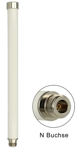 Delock WLAN anténa 802.11 ac/a/h/b/g/n N jack 6 ~ 8 dBi 280 mm všesměrová, bílá
