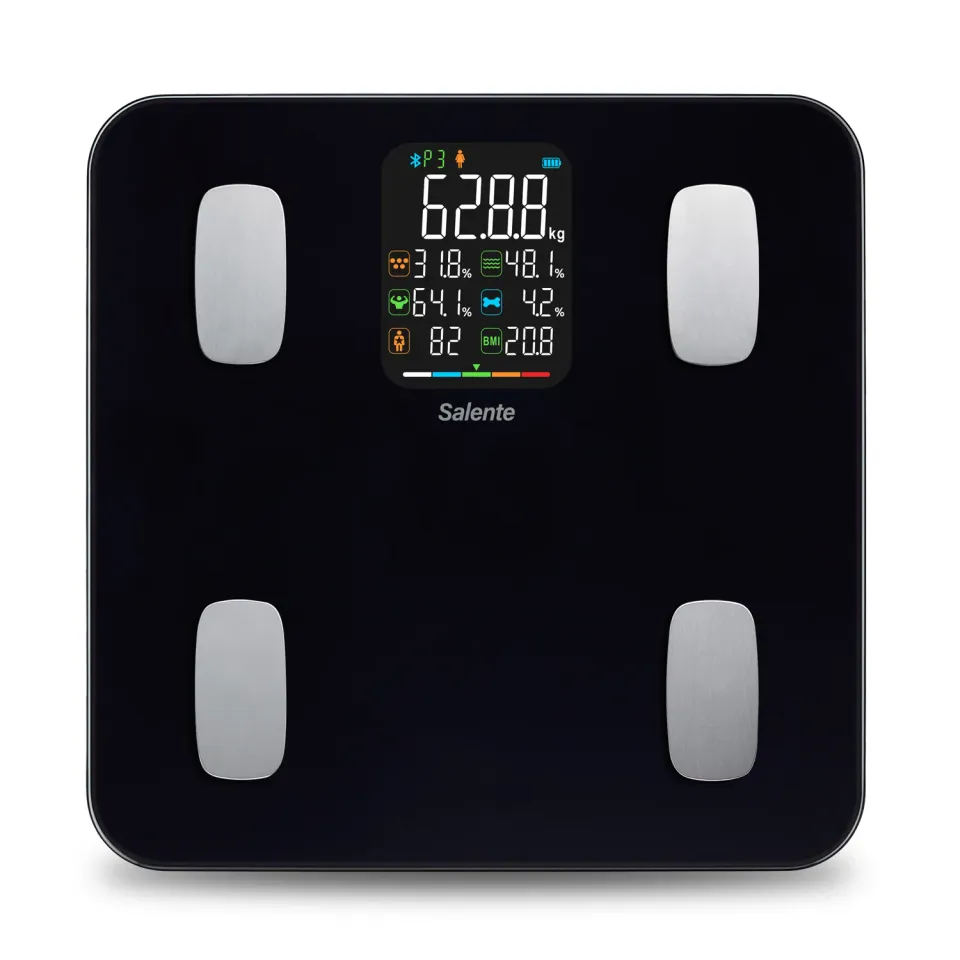 Salente MaxFit, chytrá osobní diagnostická fitness váha, Bluetooth, černá