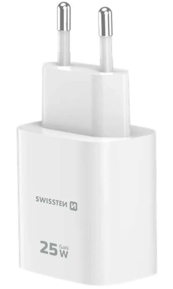 Swissten Síťový Adaptér Edge GaN 1x USB-C PD 25W + 1x USB-A 18W QC Bílý