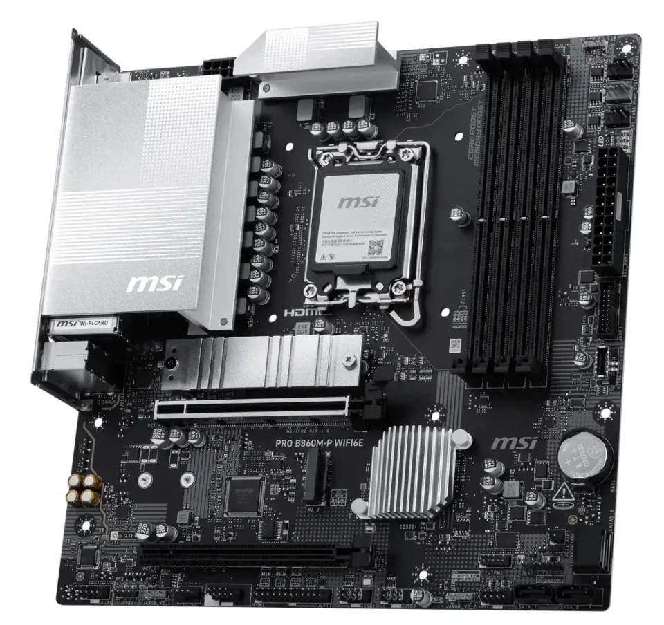 MSI MB Sc LGA1851 PRO B860M-P WIFI6E, Intel B860, 4xDDR5, WiFi, 2xDP, 1xHDMI, 1xVGA, mATX