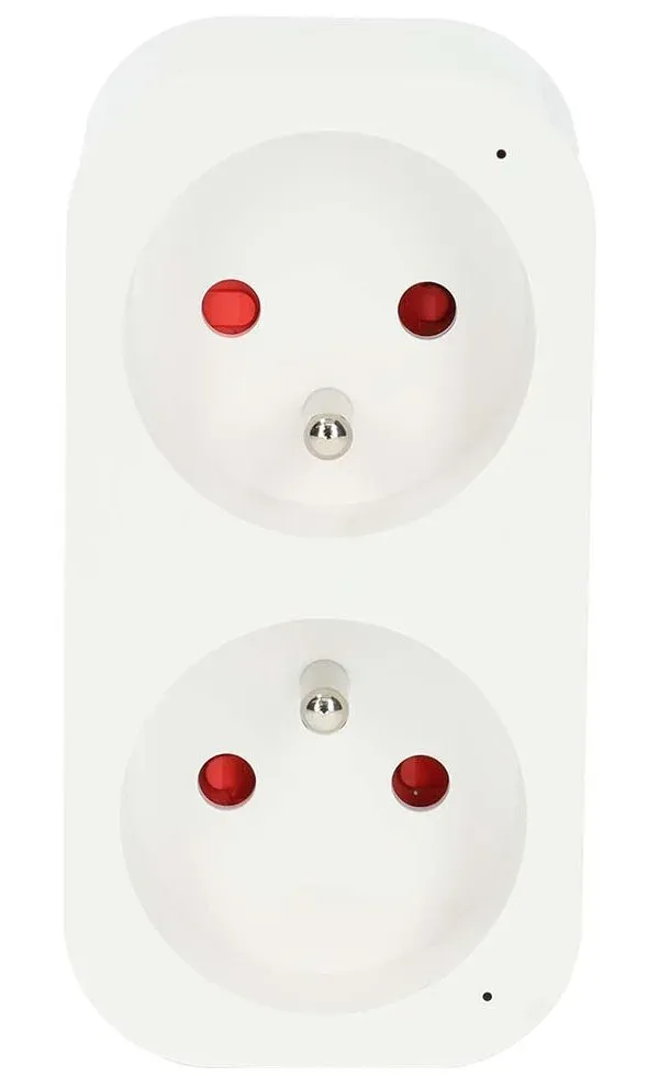 NEDIS Wi-Fi chytrá duo zásuvka/ 16A/ francouzský typ E/ IP21/ měřič výkonu/ Android/ iOS/ Nedis® SmartLife/ bílá