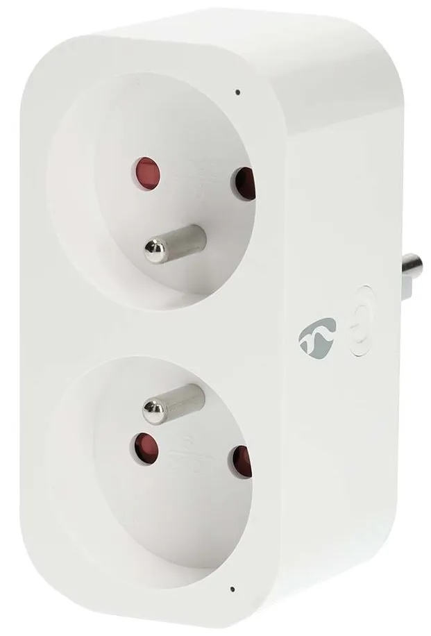 NEDIS Wi-Fi chytrá duo zásuvka/ 16A/ francouzský typ E/ IP21/ měřič výkonu/ Android/ iOS/ Nedis® SmartLife/ bílá