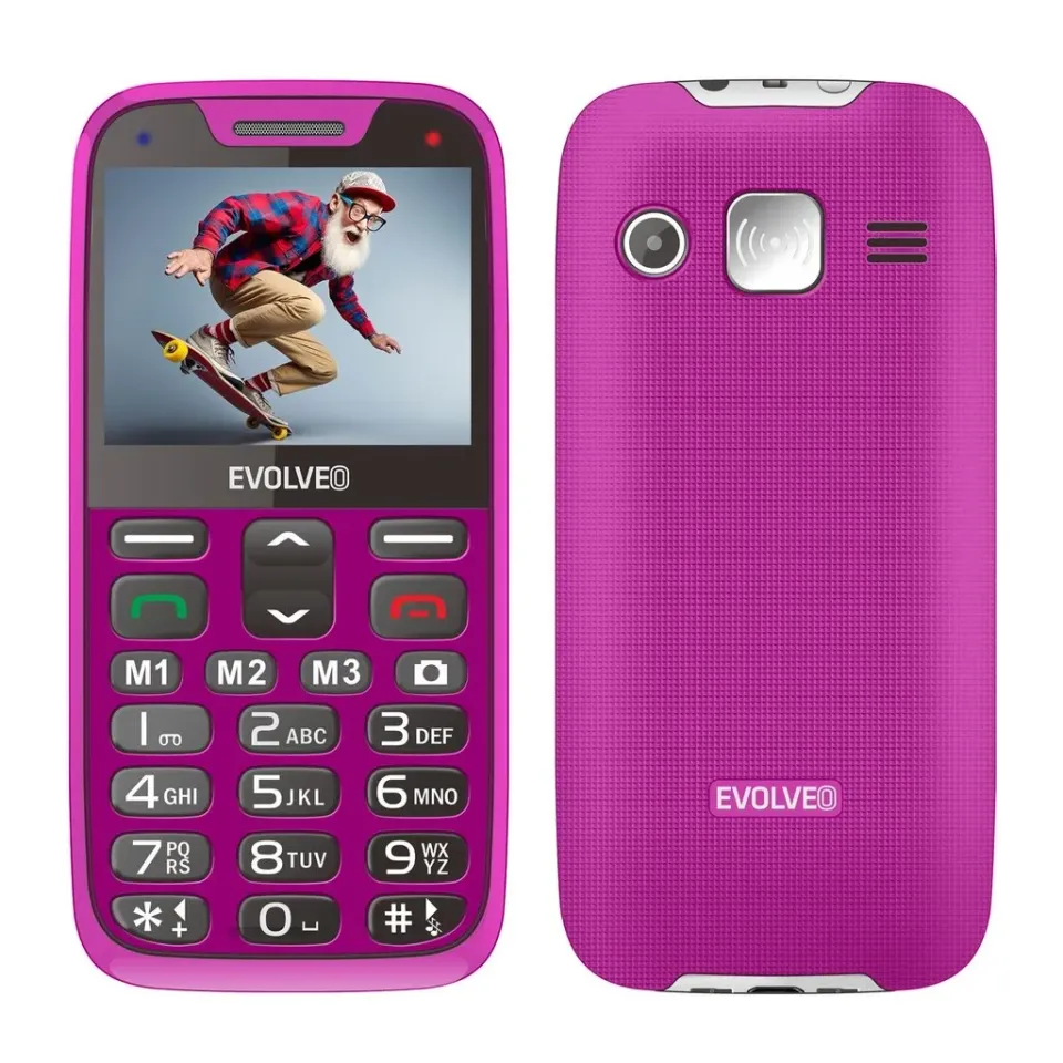 EVOLVEO EasyPhone XR, mobilní telefon pro seniory s nabíjecím stojánkem, růžová
