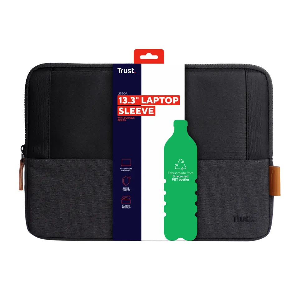 TRUST LISBOA 13.3" LAPTOP SLEEVE BLK