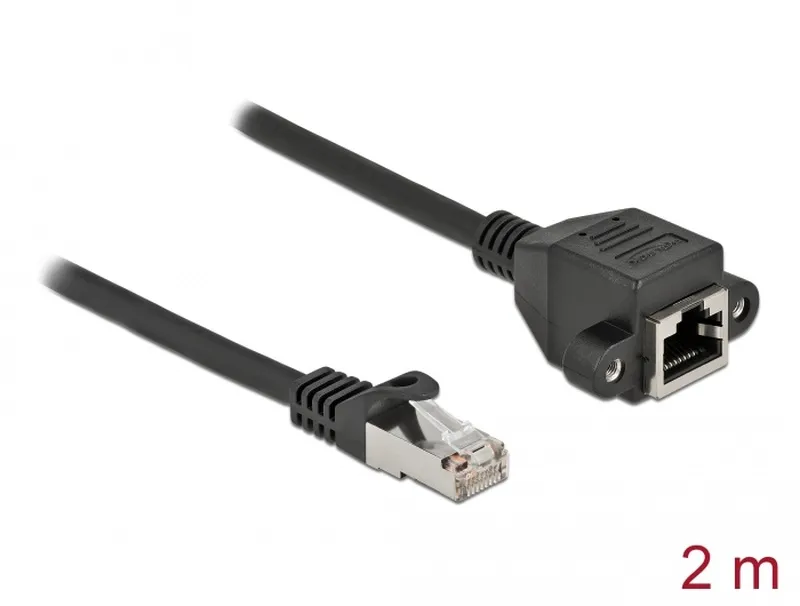 Delock Prodlužovací síťový kabel, ze zástrčky S/FTP RJ45 na zásuvku RJ45, Cat.6A