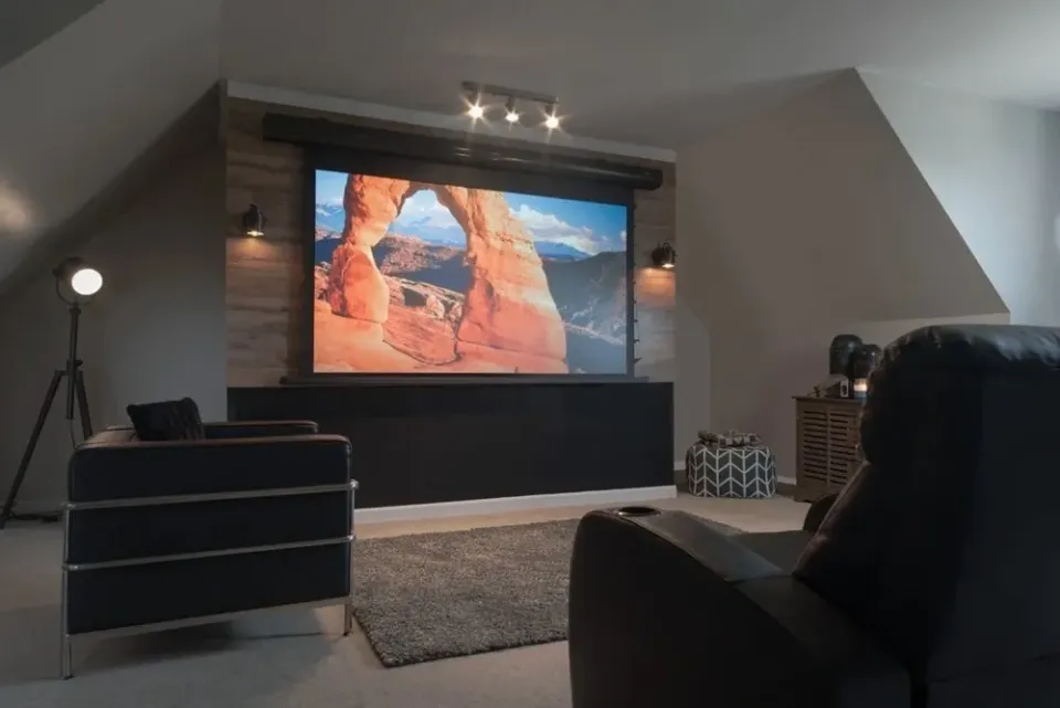ELITE SCREENS plátno elektrické motorové 120" (305cm)/ 16:9/149,6×265,7cm/ hliníkový case černý/20" drop/MaxWhite FG