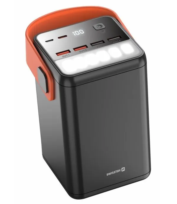 SWISSTEN POWER LINE POWER BANK 60000 mAh 65W POWER DELIVERY BLACK / svítilna
