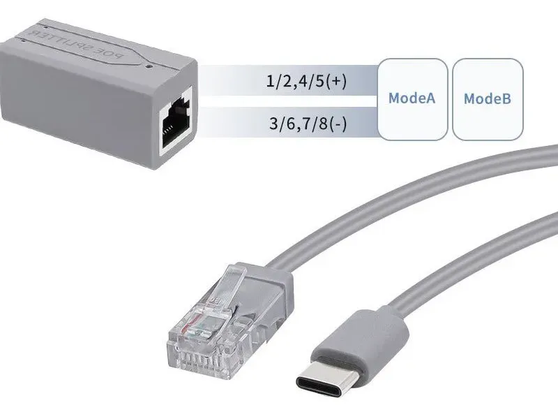 XtendLan XL-POES-5VUC, PoE splitter 802.3af, 100Mb, stabilizovaných 5V/2,4A, výstup USB-C