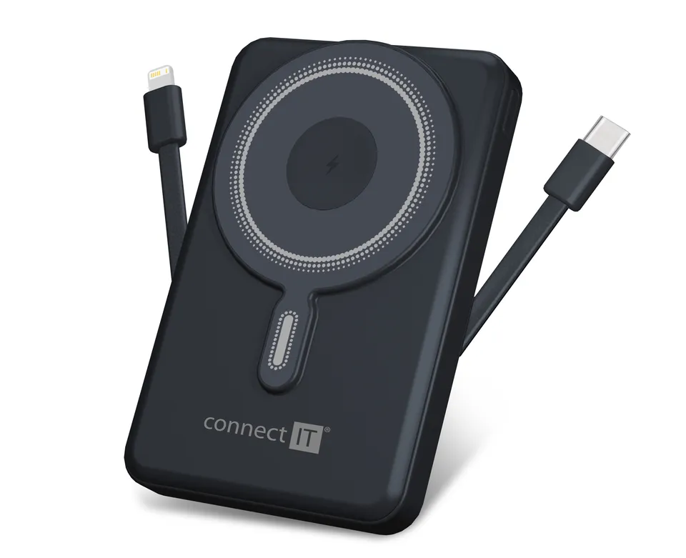 CONNECT IT 10000 mAh bezdrátová Powerbanka 1xUSB-C port/1xUSB-C + 1xLightning ka